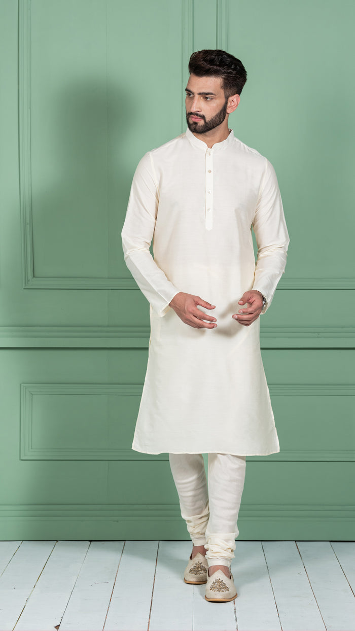 Men Mustard Yellow Solid Kurta Indowestern Churidar Set