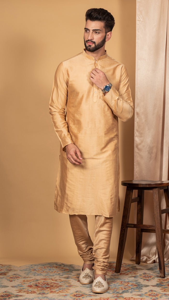 Men Navy Blue Kurta Jacket Set