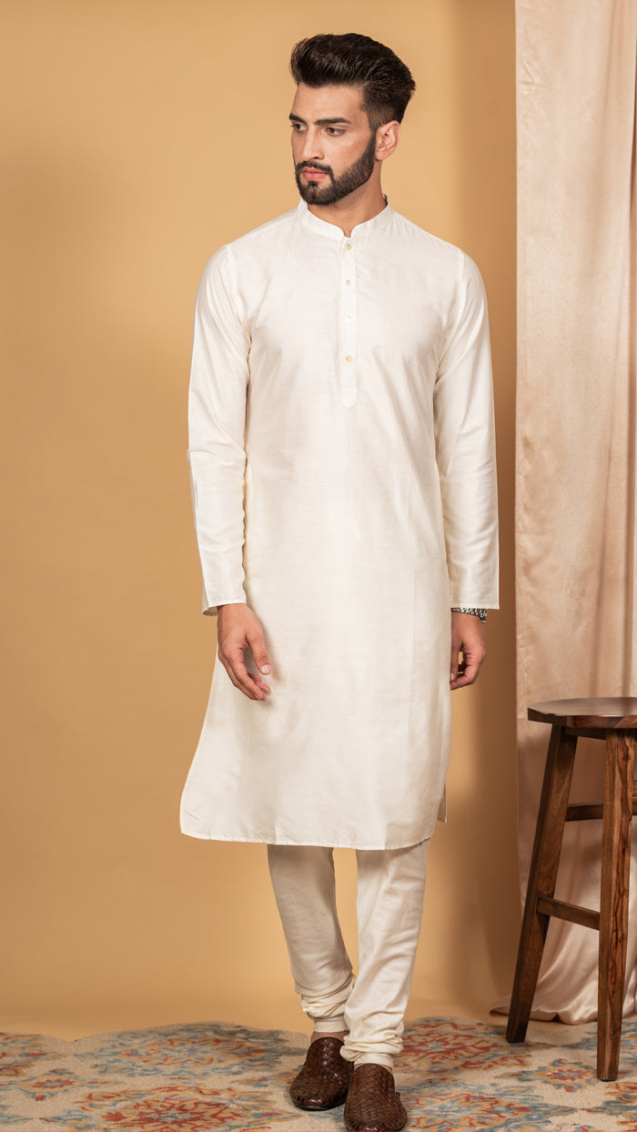 Men Navy Blue Kurta Jacket Set