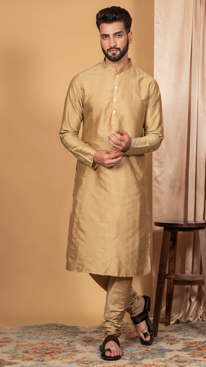 Men Navy Blue Kurta Jacket Set