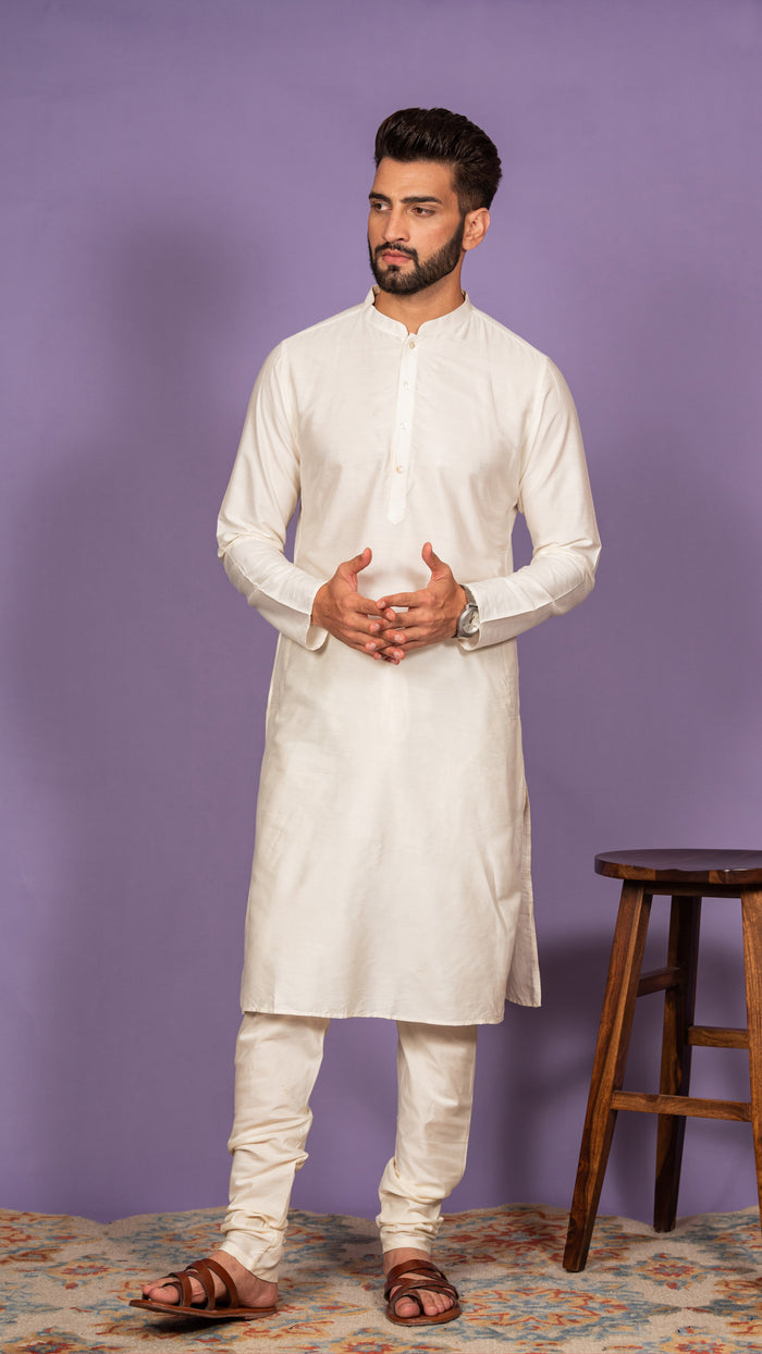 Men Olive Kurta Jacket Set