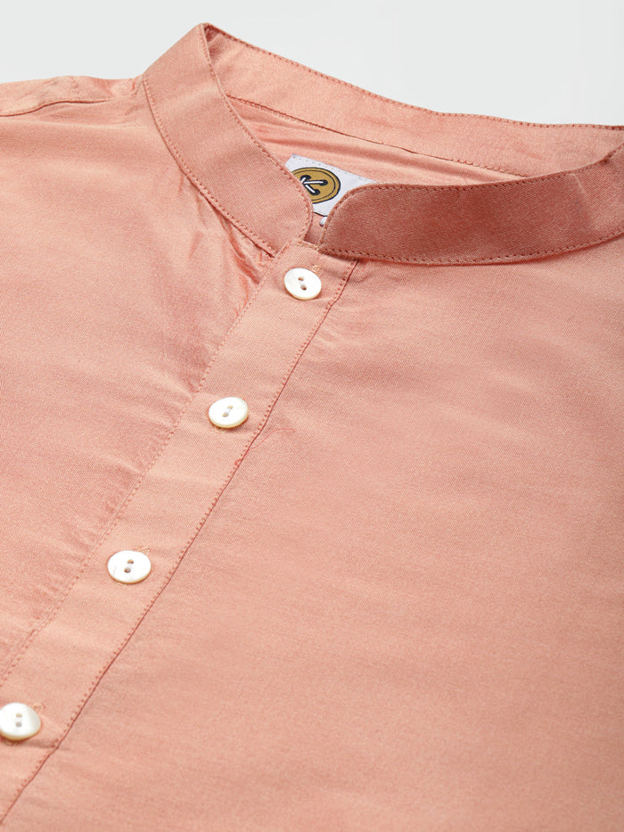 Men Peach kurta jacket set