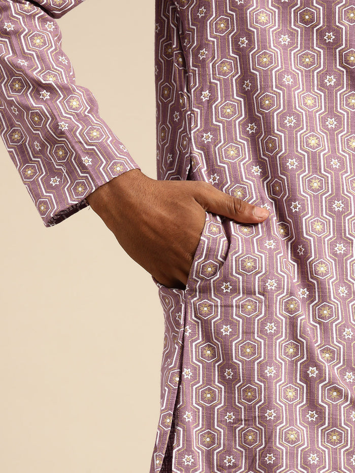 Men Purple Kurta Set