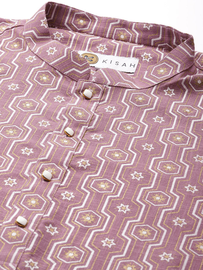 Men Purple Kurta Set