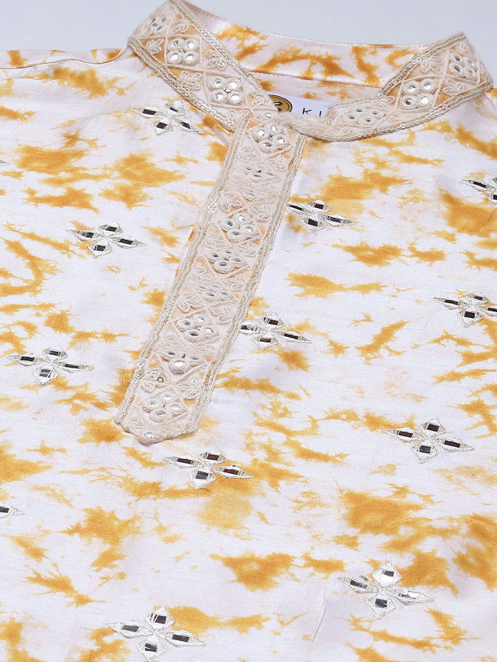 Men white Embroidered kurta Churidar set