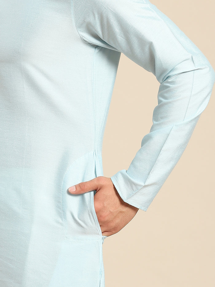 Men White Kurta Jacket Set