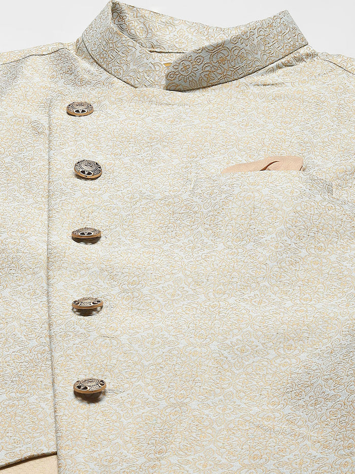 Men White Kurta Jacket Set