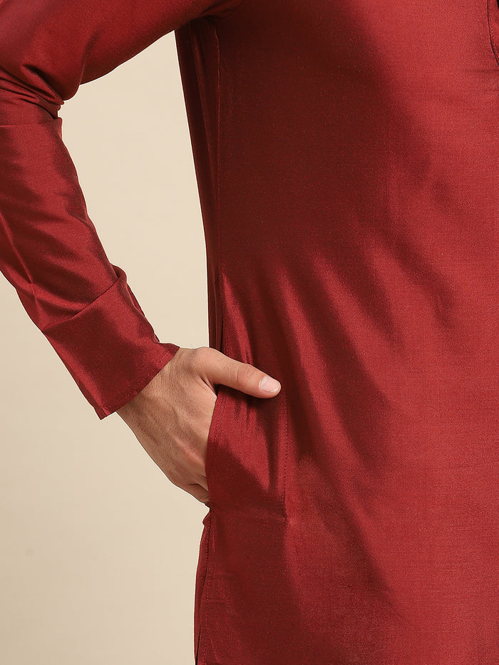 Men White Kurta Jacket Set
