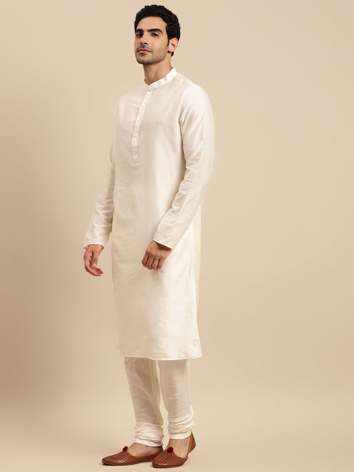 Men White kurta jacket set
