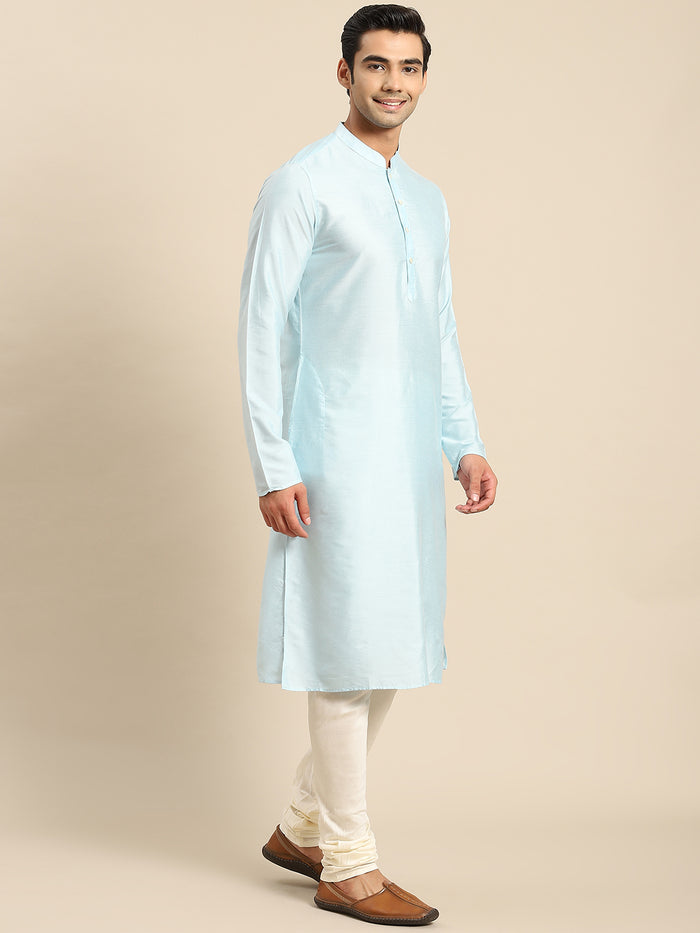 Men White Kurta Jacket Set