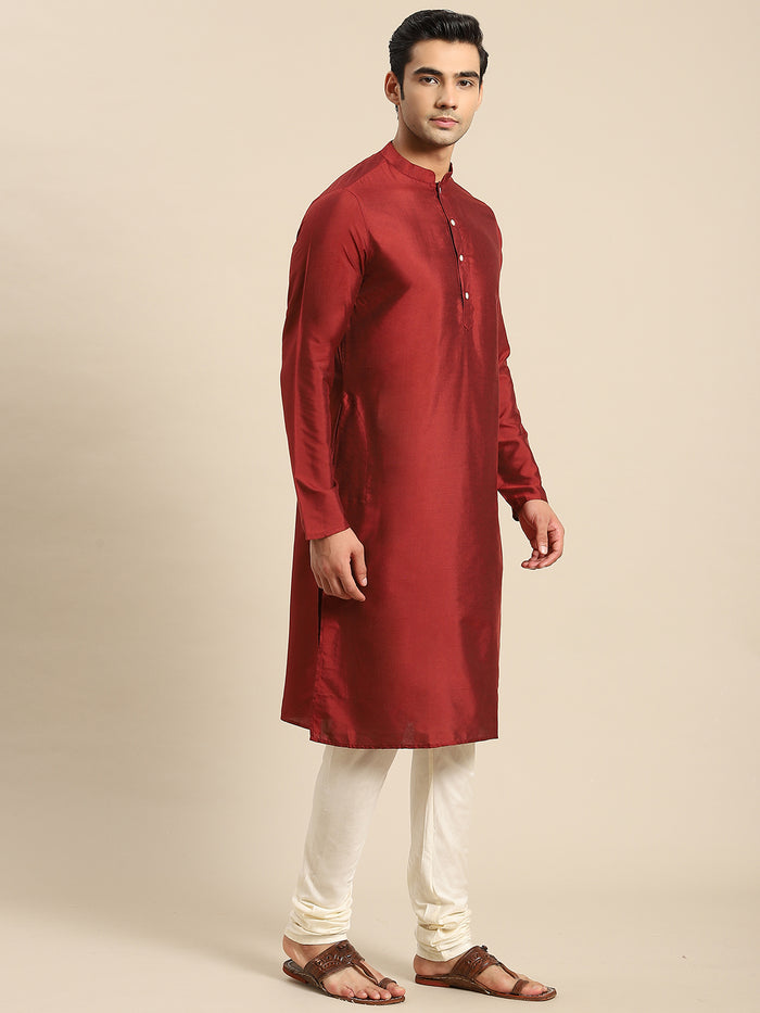 Men White Kurta Jacket Set