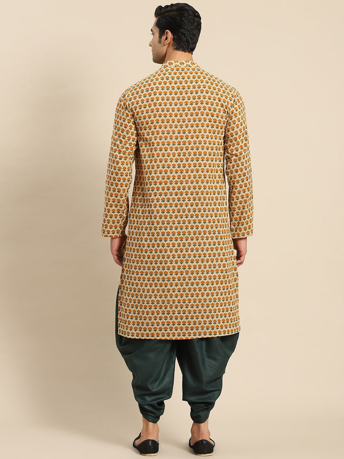 Men Yellow Floral Kurta