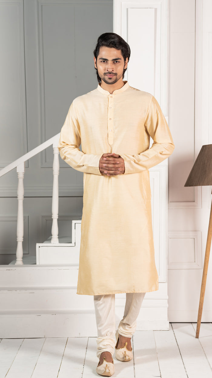 Men Yellow Geometric Kurta