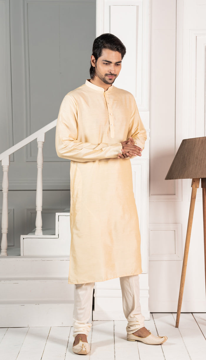 Men Yellow Geometric Kurta