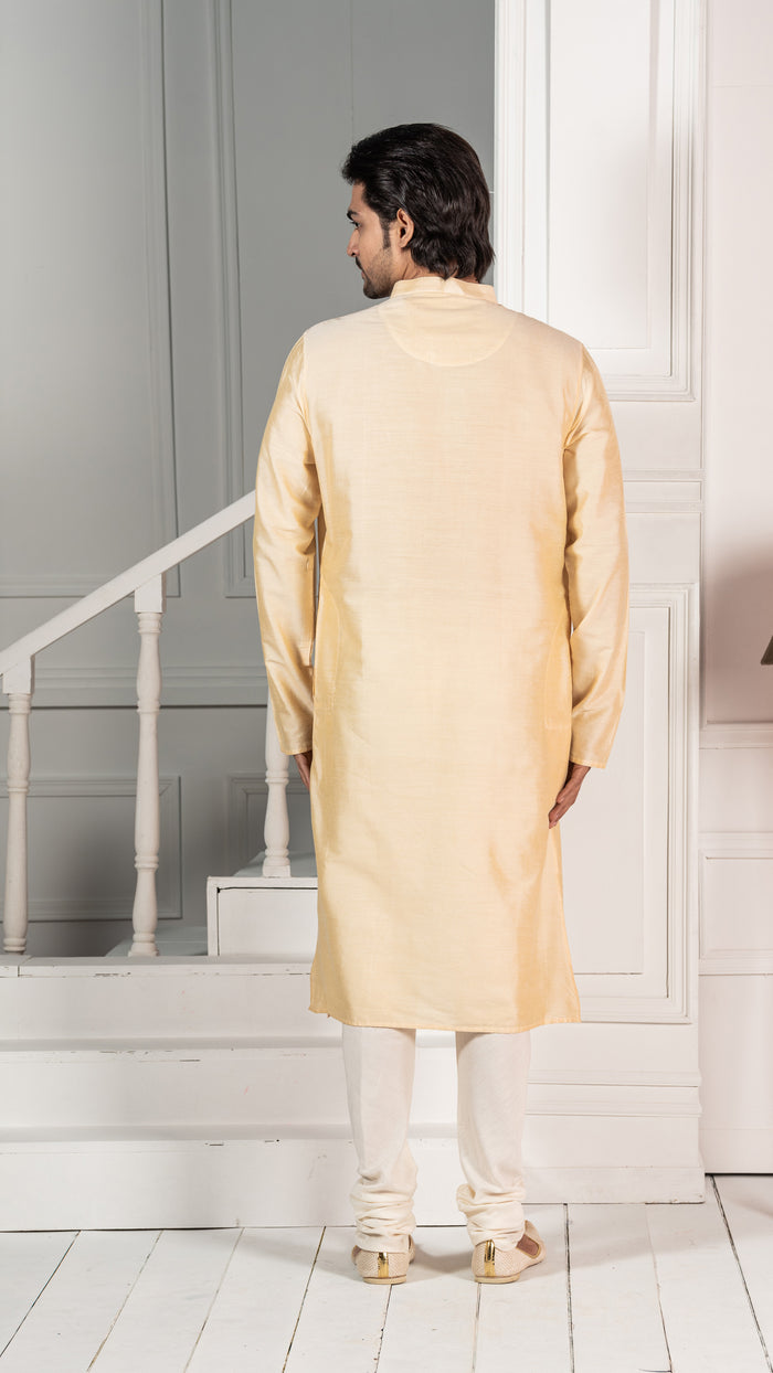 Men Yellow Geometric Kurta