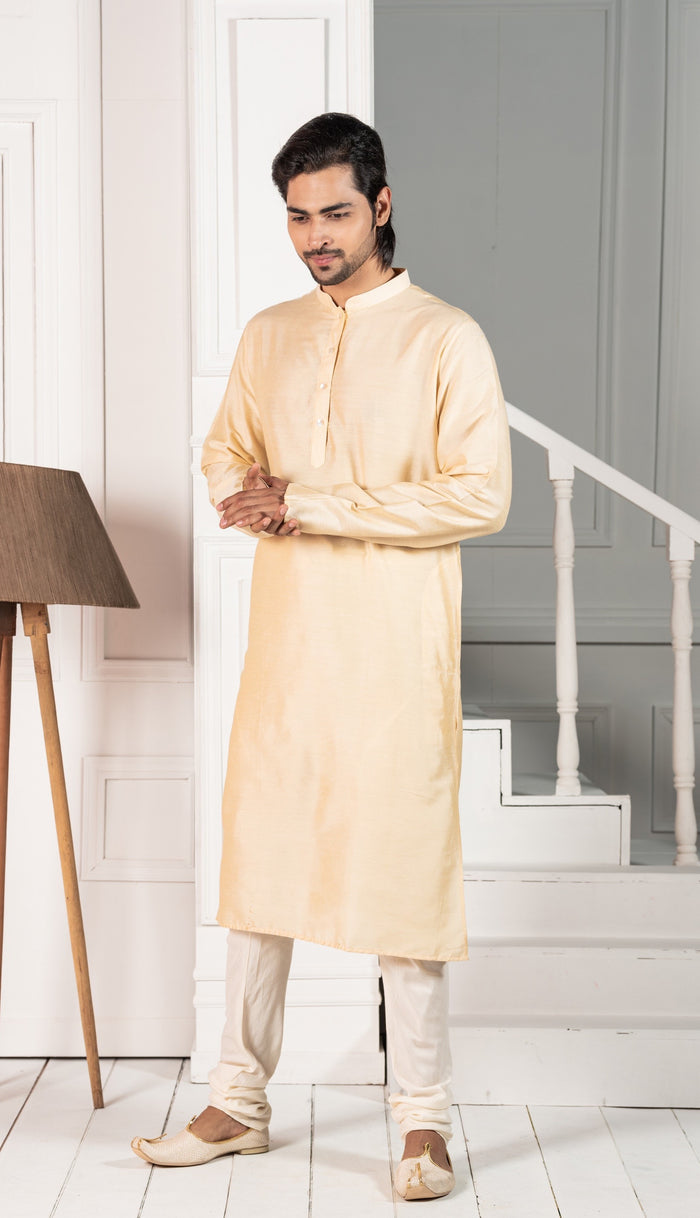 Men Yellow Geometric Kurta