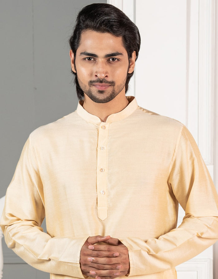 Men Yellow Geometric Kurta