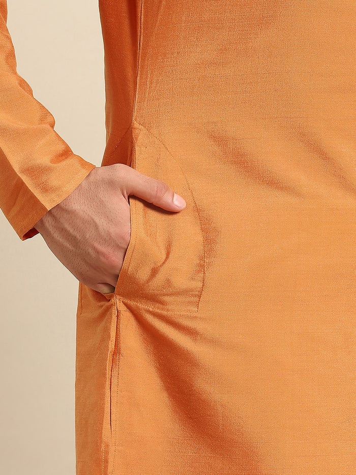 Men Yellow Kurta Jacket Set