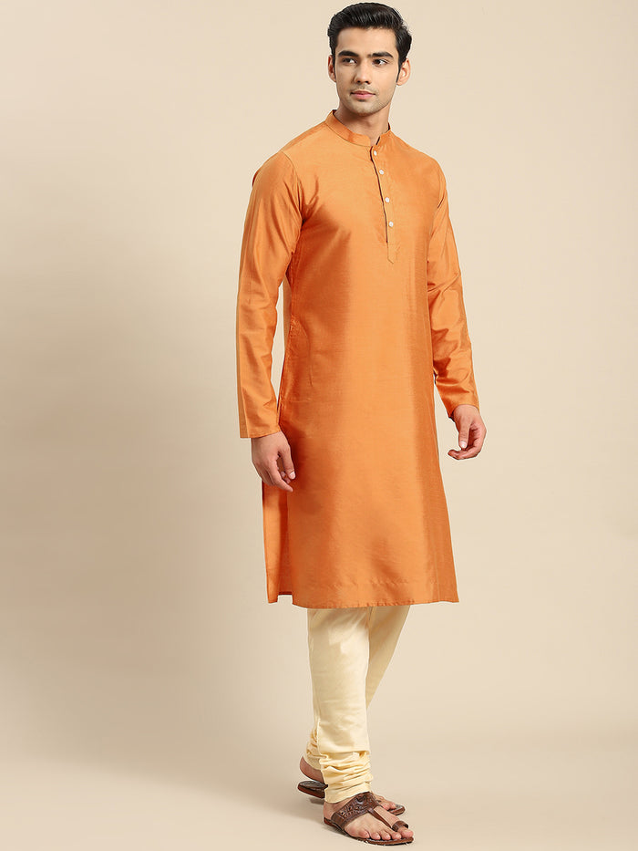 Men Yellow Kurta Jacket Set