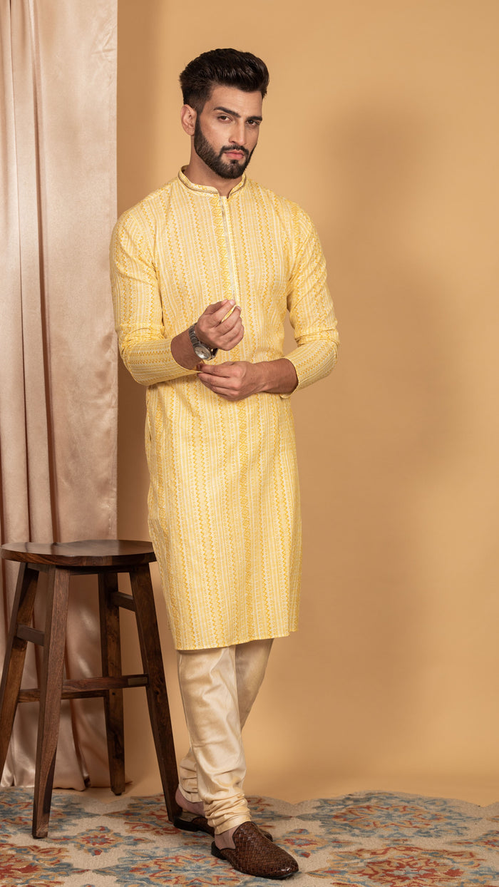 Men Yellow Kurta Set