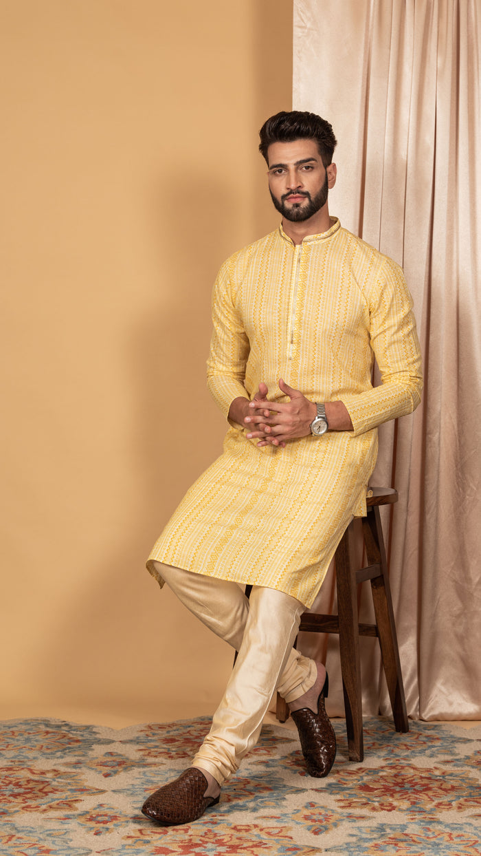 Men Yellow Kurta Set