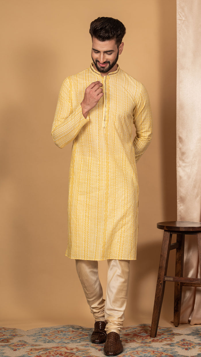 Men Yellow Kurta Set