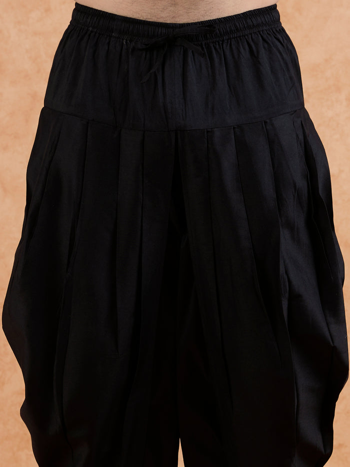 Men's Black Indowestern Set With Dhoti