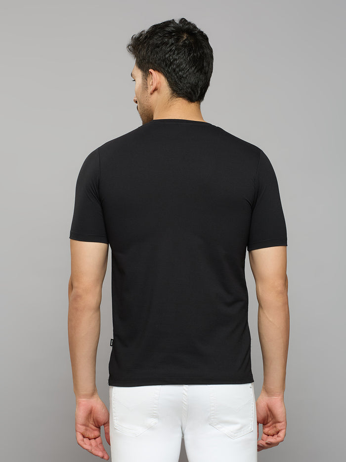 Men's Black Printed Slim Fit T-Shirts