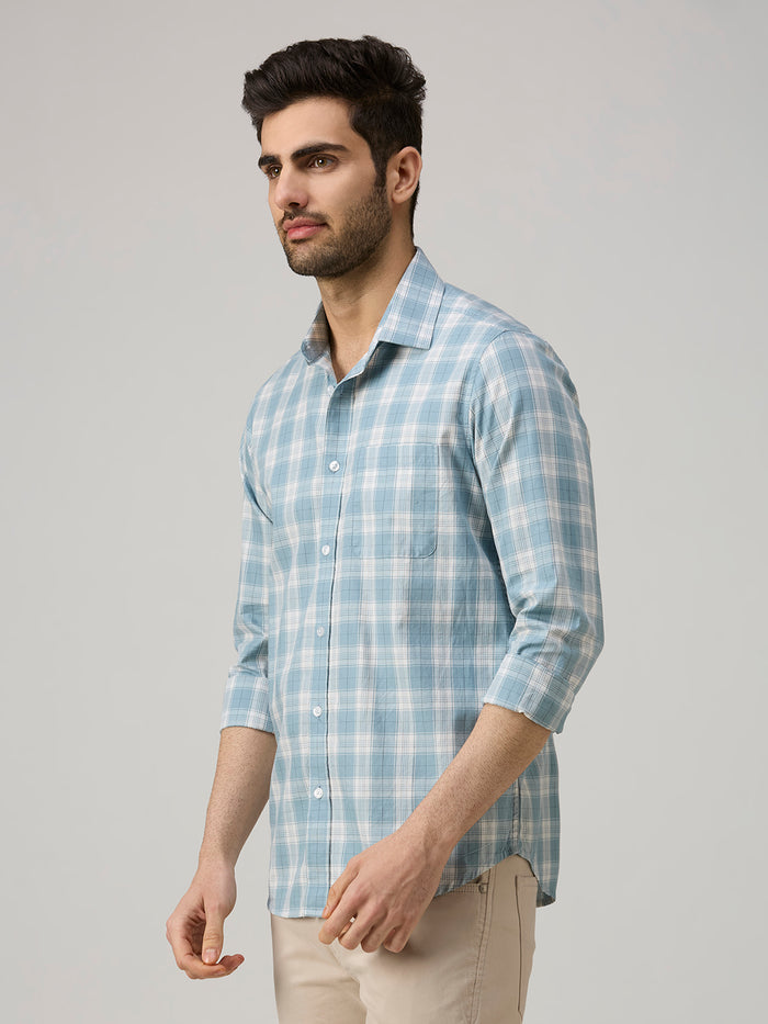 Men's Blue Checks Slim Fit Shirts