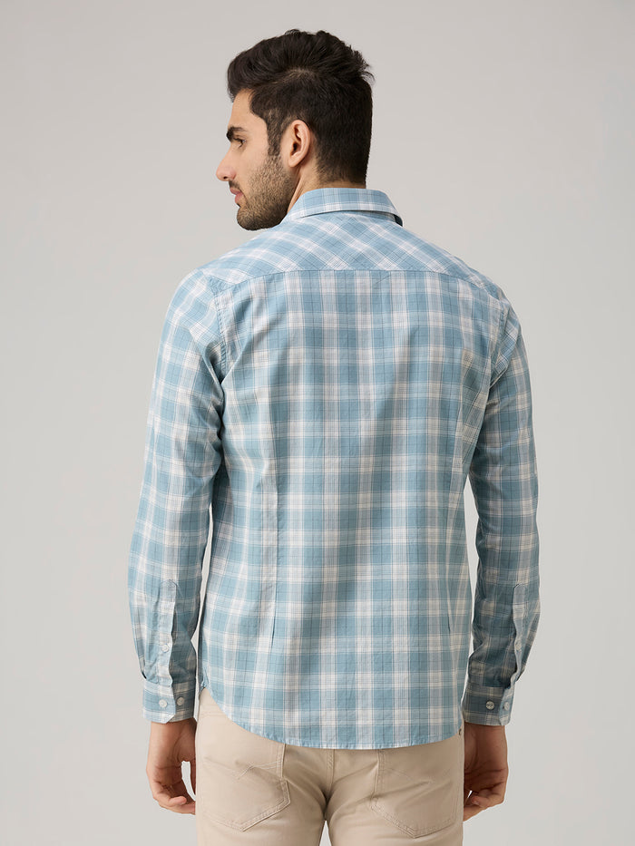 Men's Blue Checks Slim Fit Shirts
