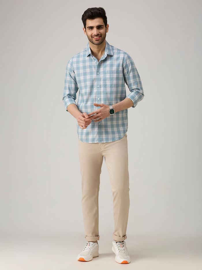 Men's Blue Checks Slim Fit Shirts