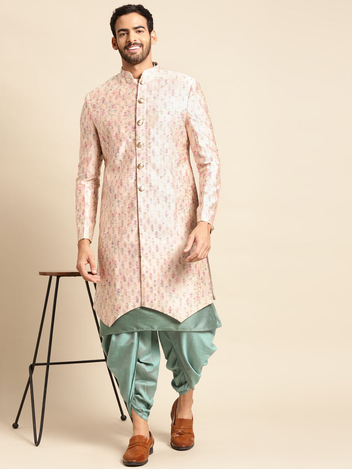 Men's Cream Indowestern Set With Kurta and Dhoti