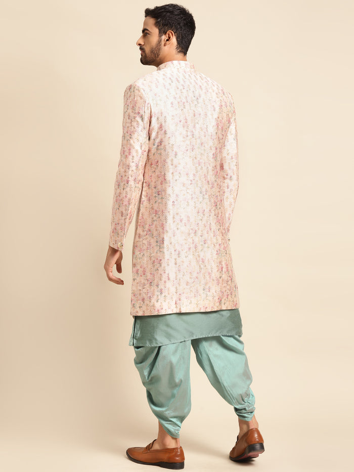 Men's Cream Indowestern Set With Kurta and Dhoti
