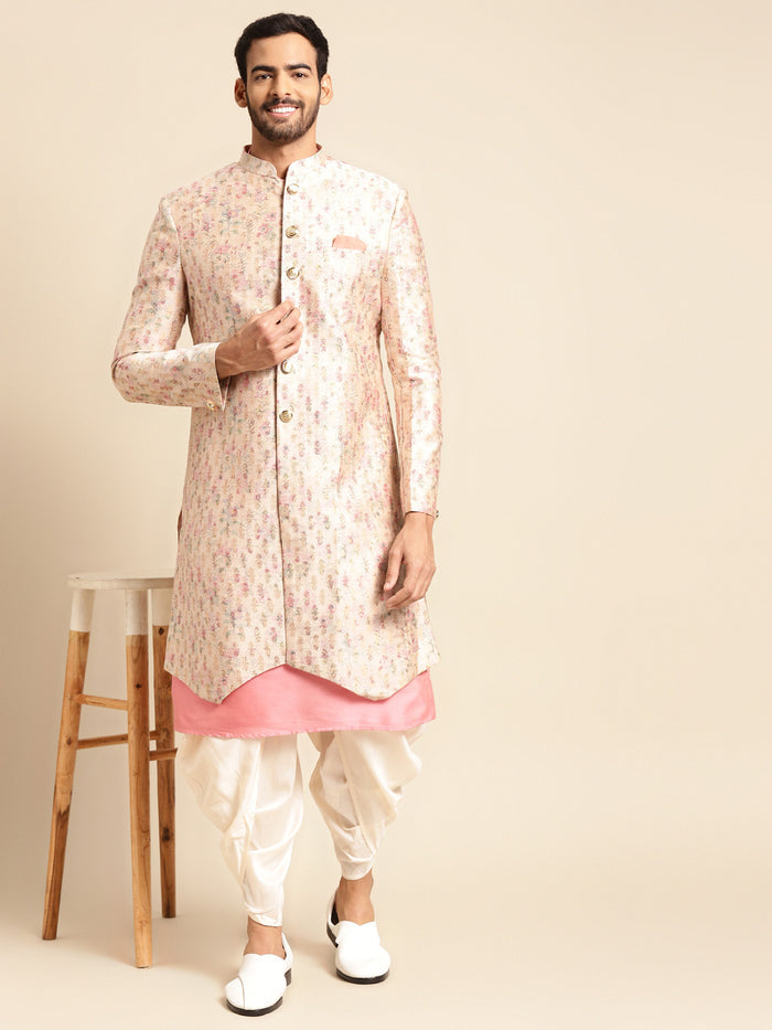 Men's Cream Indowestern Set With Kurta and Dhoti