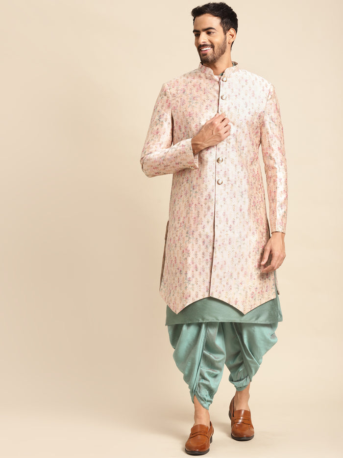 Men's Cream Indowestern Set With Kurta and Dhoti
