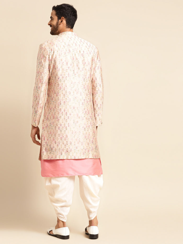 Men's Cream Indowestern Set With Kurta and Dhoti