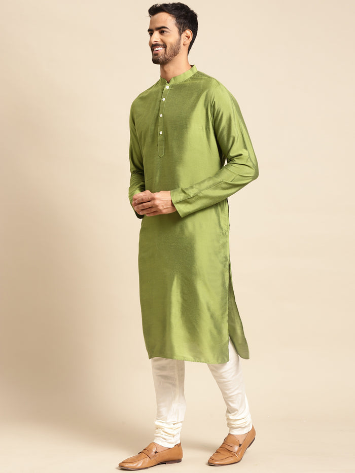 Men's Gold Indowestern Set With Kurta and Churidar
