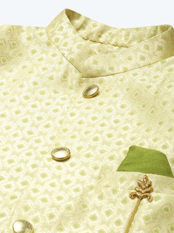 Men's Gold Indowestern Set With Kurta and Churidar