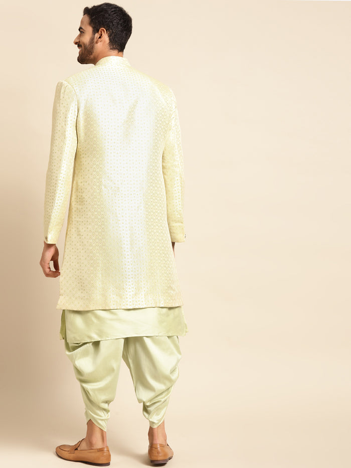 Men's Gold Indowestern Set With Kurta and Dhoti