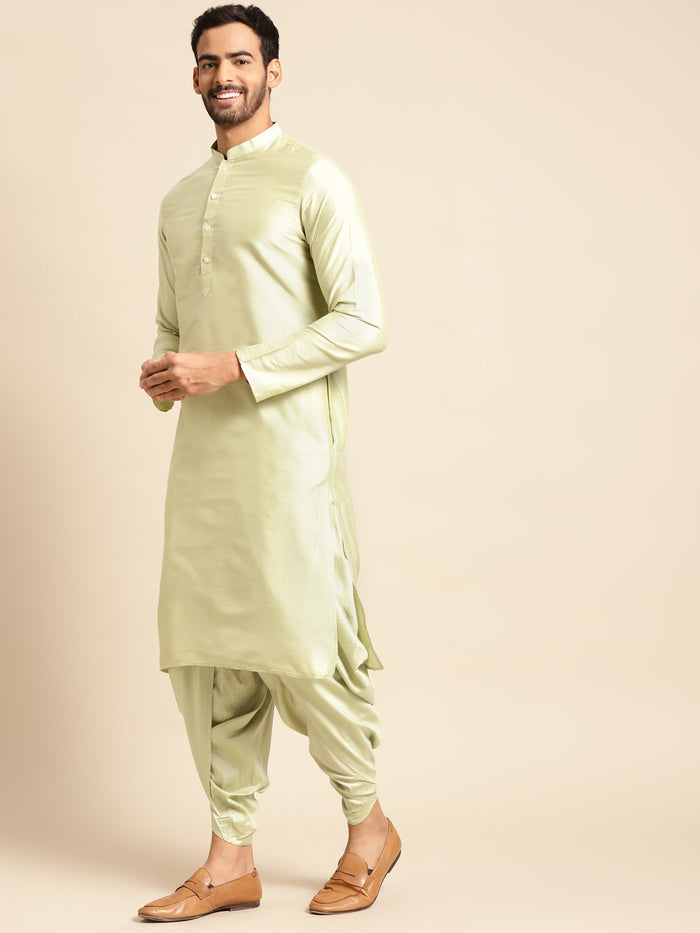 Men's Gold Indowestern Set With Kurta and Dhoti