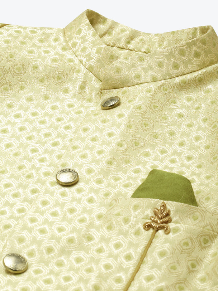 Men's Gold Indowestern Set With Kurta and Dhoti