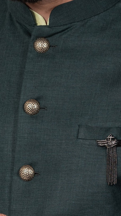 Men's Green Indowestern Set With Kurta and Dhoti