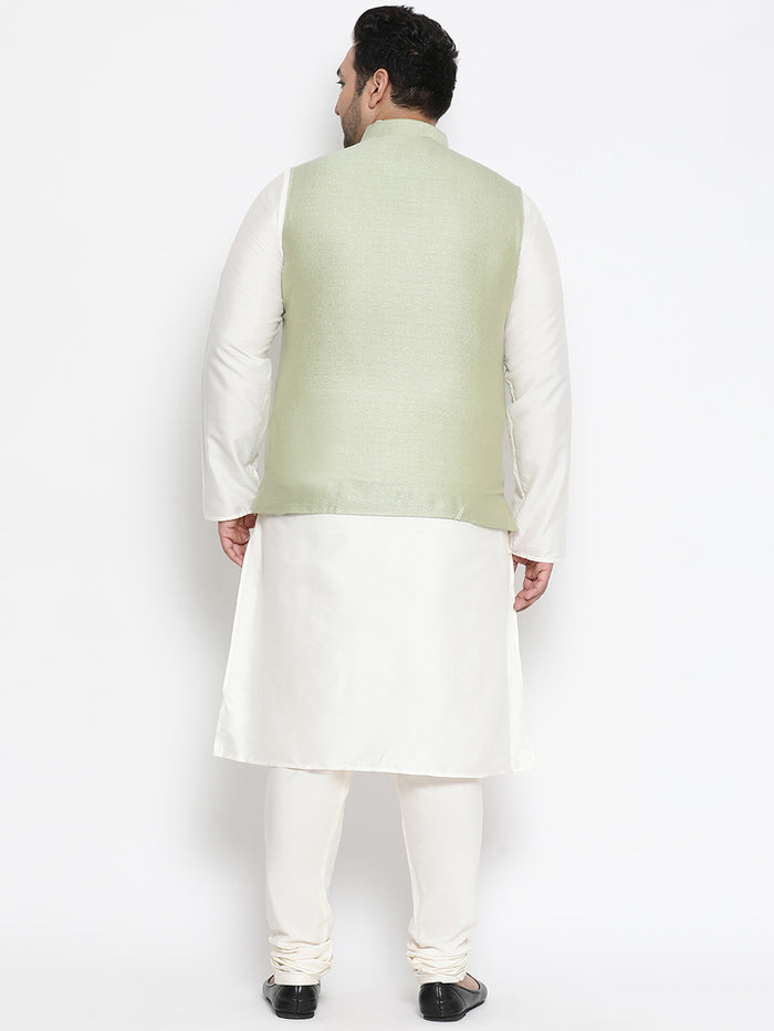 Men's Green Kurta Churidar Jacket Set