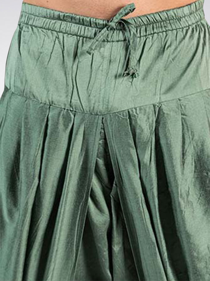 Men's Green Kurta Jacket Dhoti Set