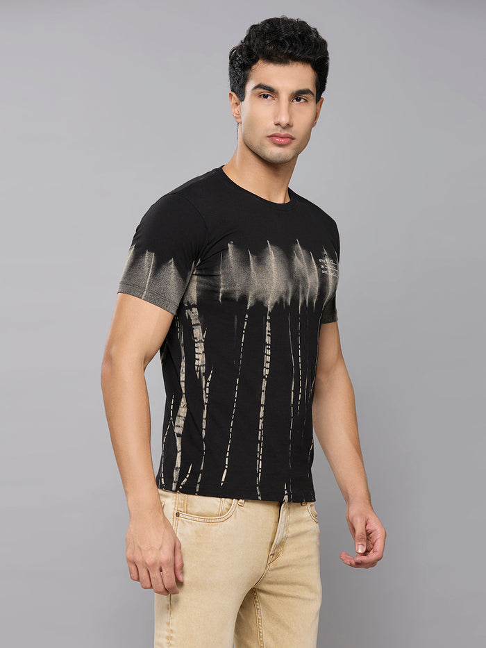 Men's Grey Printed Slim Fit T-Shirts