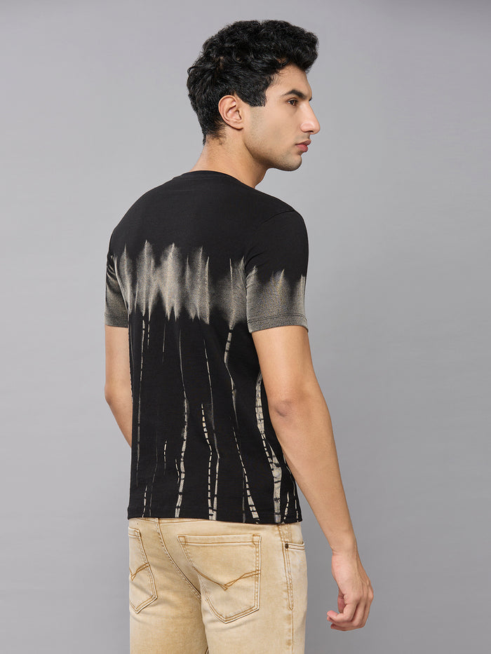 Men's Grey Printed Slim Fit T-Shirts