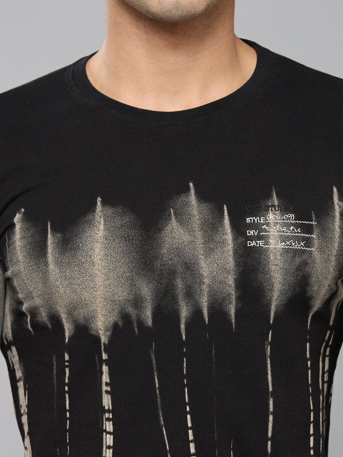 Men's Grey Printed Slim Fit T-Shirts