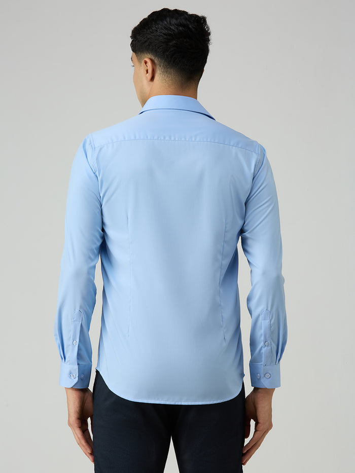 Men's Light Blue Solid Slim Fit Shirts