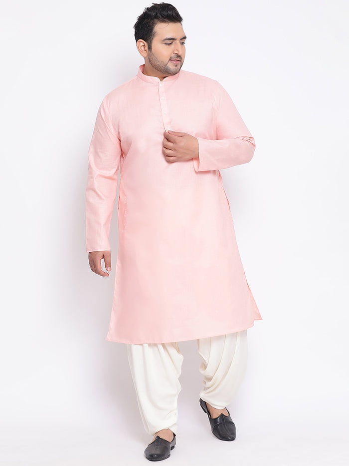 Men's Light Pink Kurta Patiyala Set