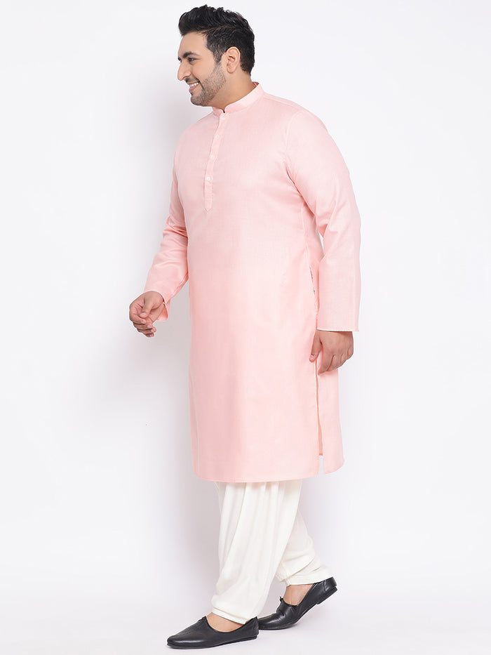 Men's Light Pink Kurta Patiyala Set